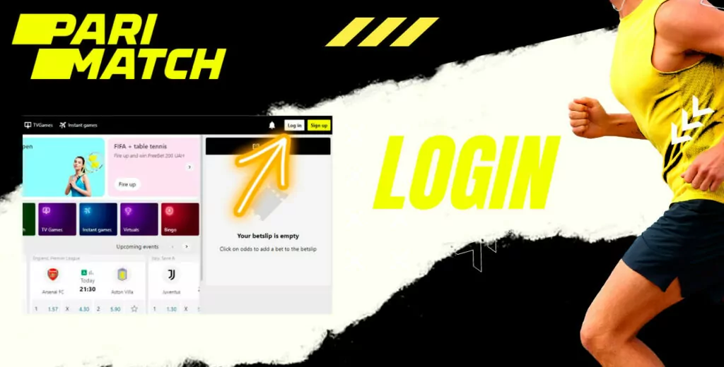 Processo de login na sua conta Parimatch