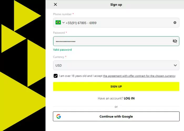 Para se registrar na Parimatch você precisa clicar para continuar